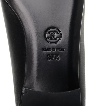 Chanel Lambskin Patent Cap Toe Ballerina Flats 37.5 Black 6 of 8