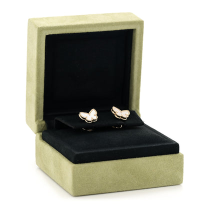 Van Cleef & Arpels 18K Yellow Gold Mother of Pearl Sweet Alhambra Butterfly Earrings 5 of 5