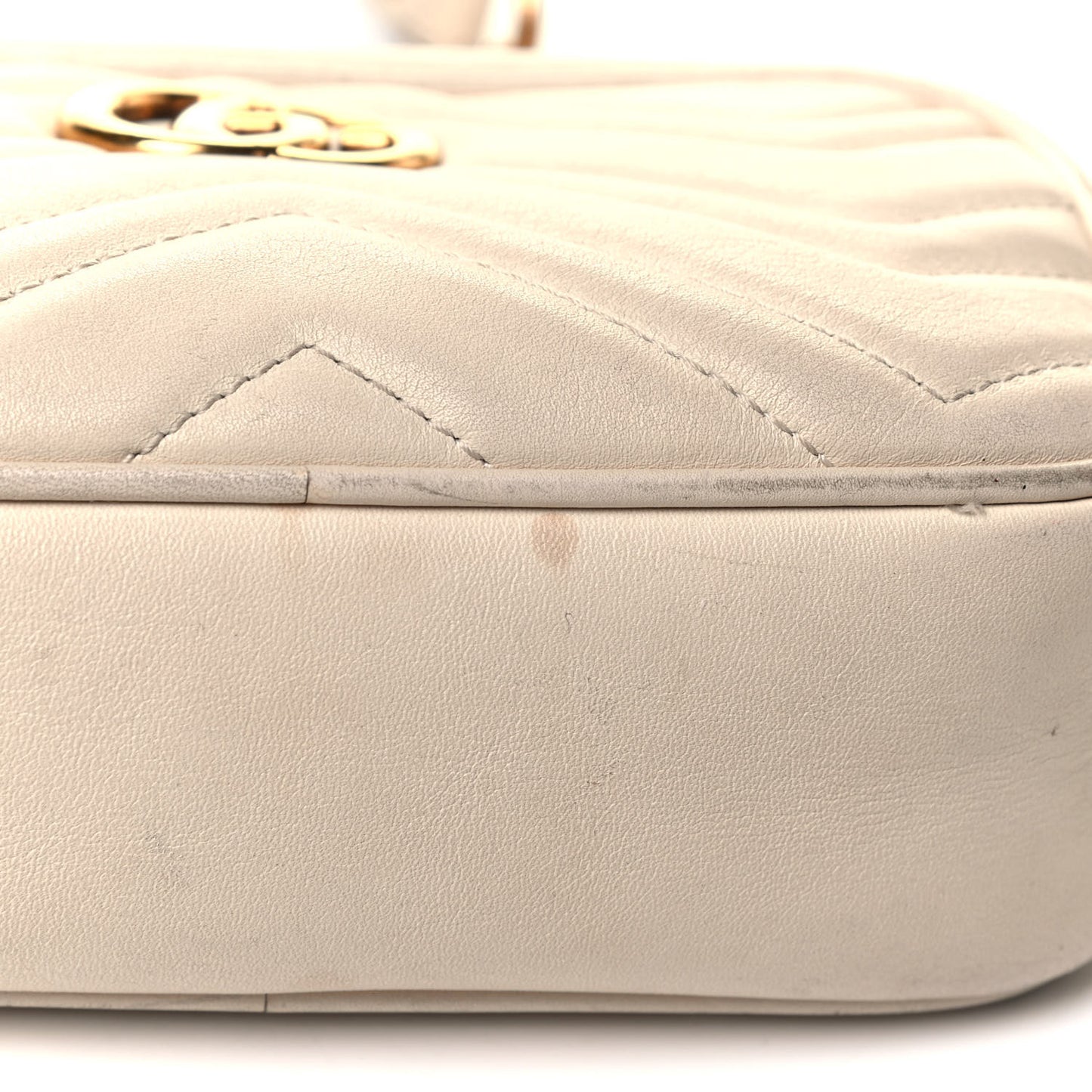Calfskin Matelasse Mini GG Marmont Chain Shoulder Bag White