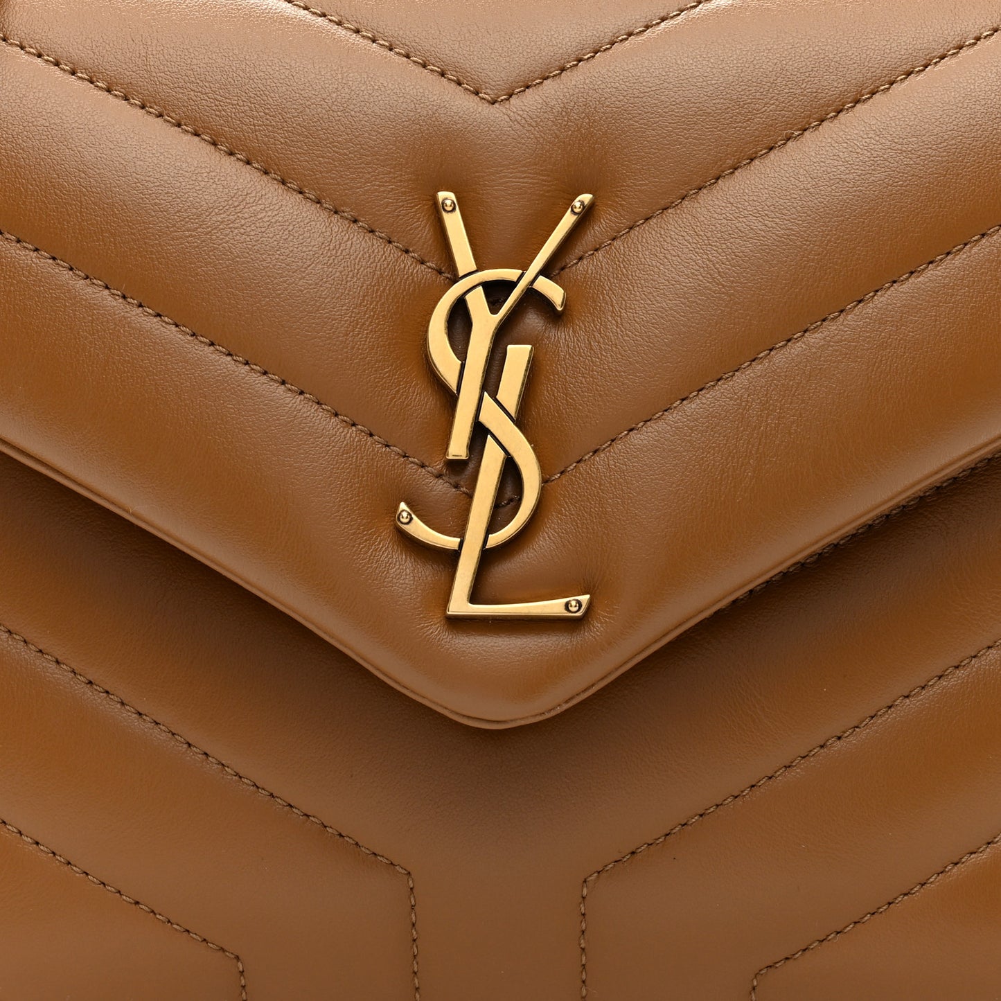 Calfskin Y Quilted Monogram Small Loulou Chain Satchel Dark Natural