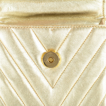 Chanel Metallic Lambskin Chevron Quilted Mini Square Tassel Flap Gold 9 of 9