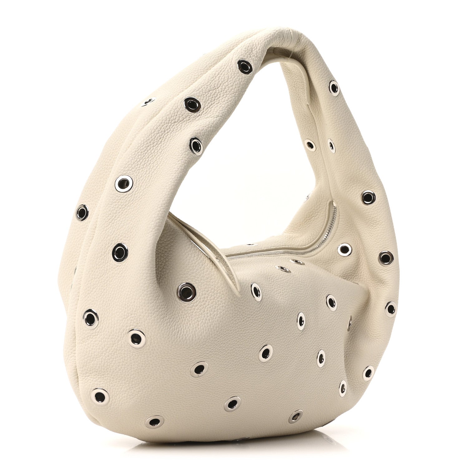 Khaite Pebbled Calfskin Grommet Medium Olivia Hobo Dark Ivory 3 of 9