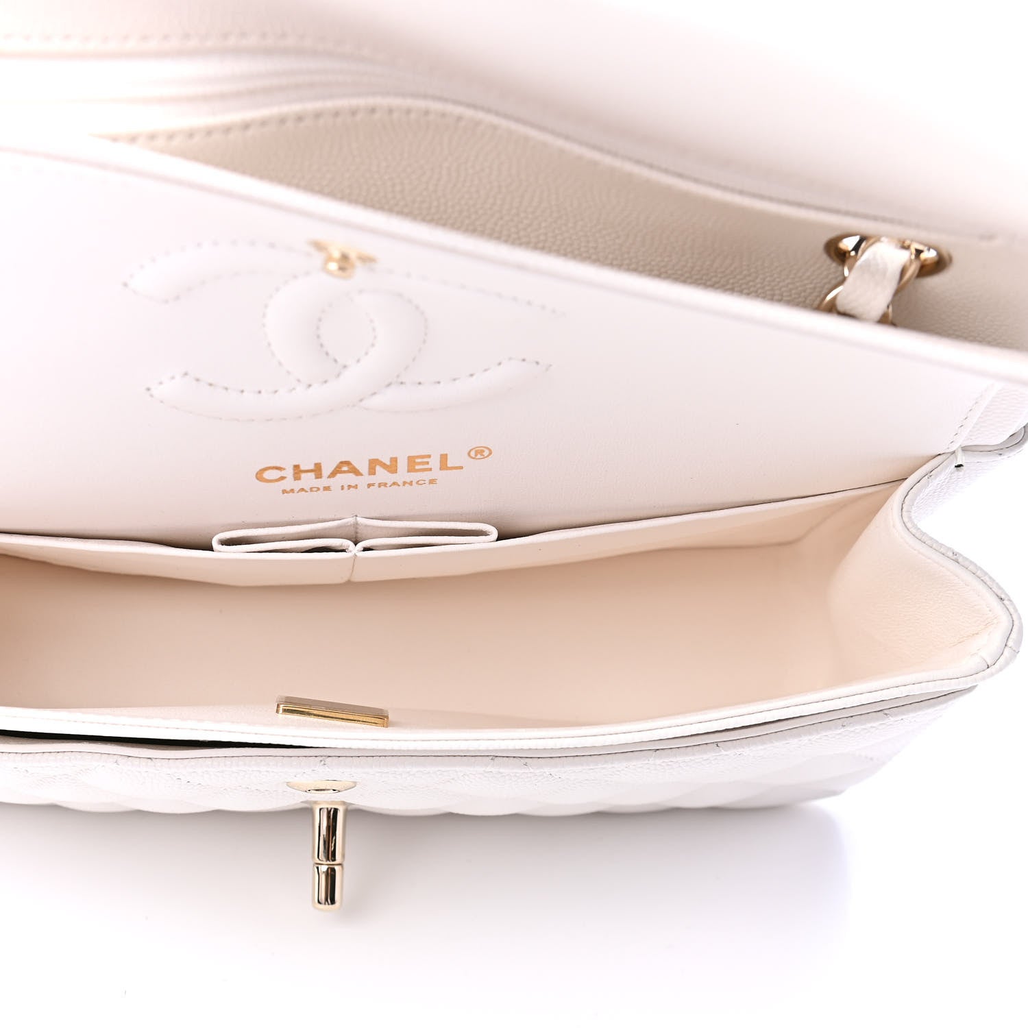 Chanel Caviar Quilted Small Double Flap White 4 of 4