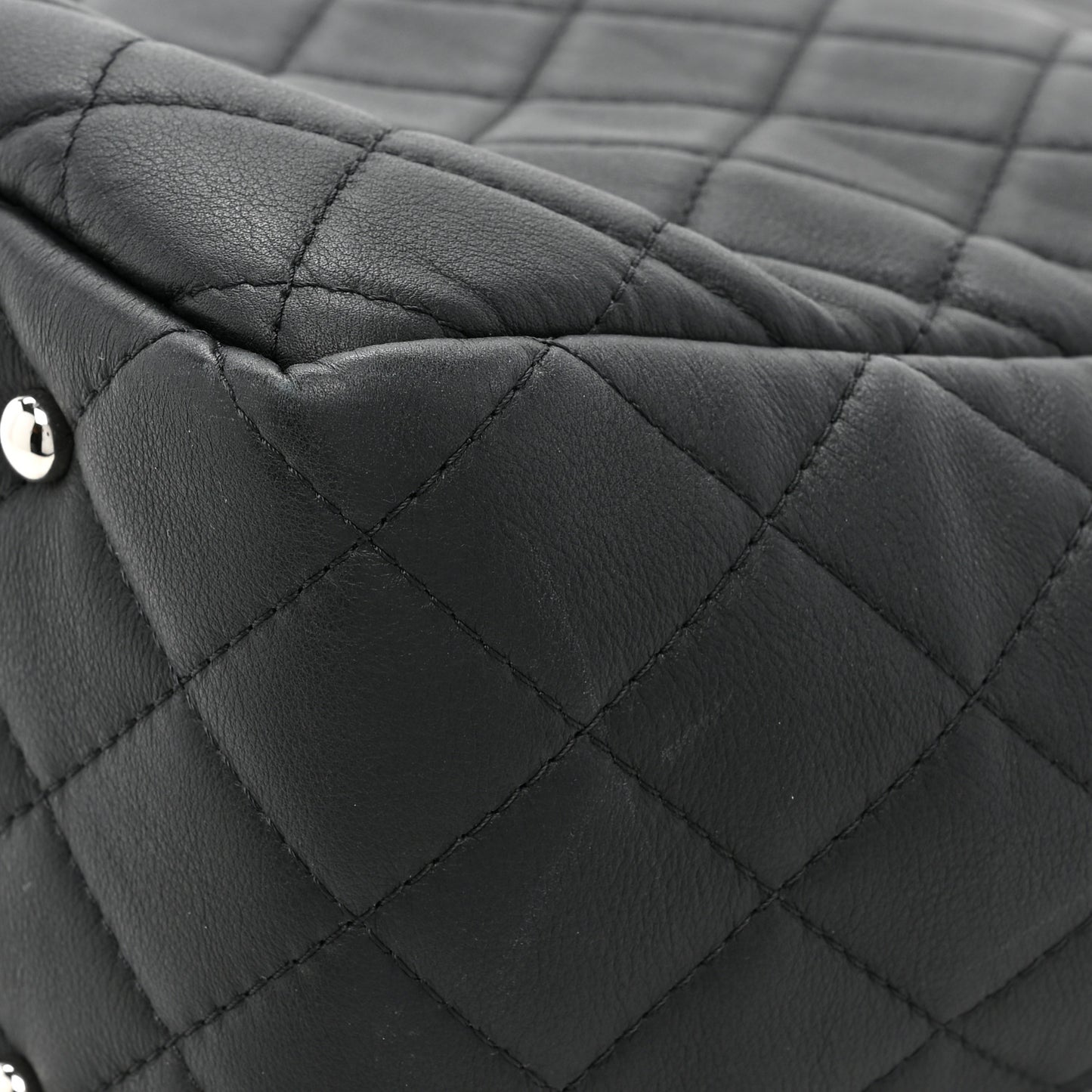 Calfskin Quilted Ultra Pocket Shopping Tote Black