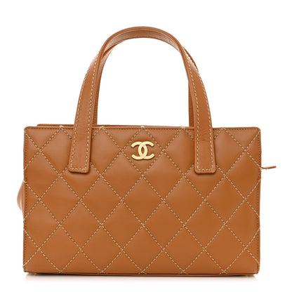Chanel Calfskin Wild Stitch Small Tote Beige 1 of 10