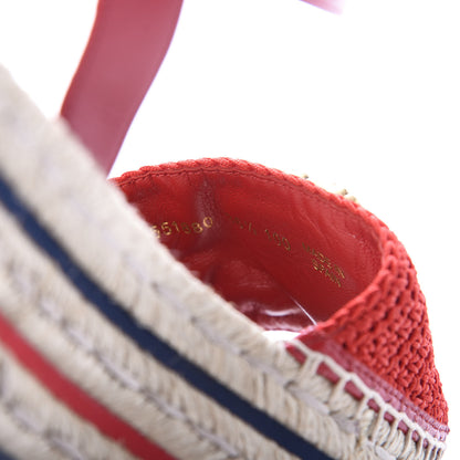 Gucci Cotton Malaga Kid Crochet Pearly GG Lilibeth Espadrille Platform Sandals 36.5 Hibiscus Red 8 of 10