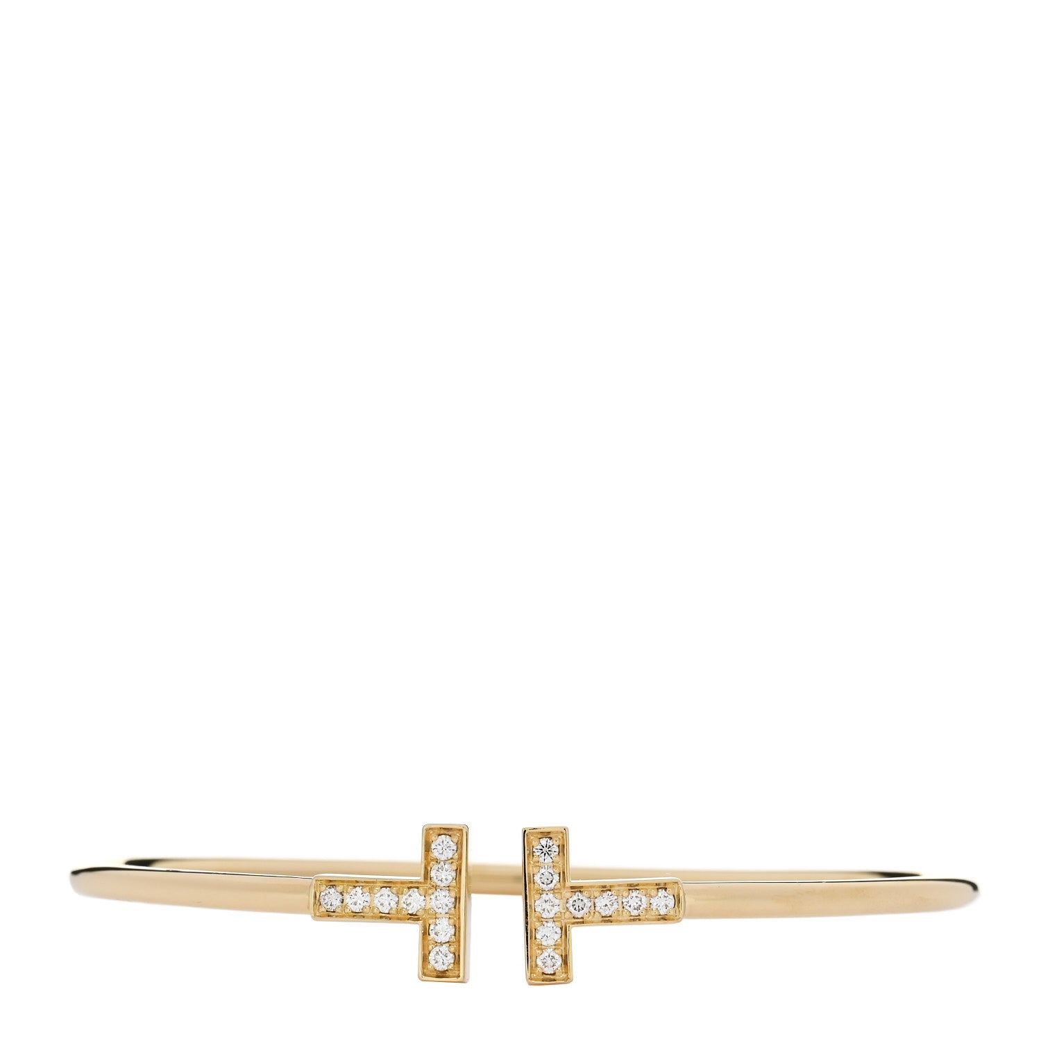 Tiffany 18K Yellow Gold Diamond T Wire Bracelet 1 of 4