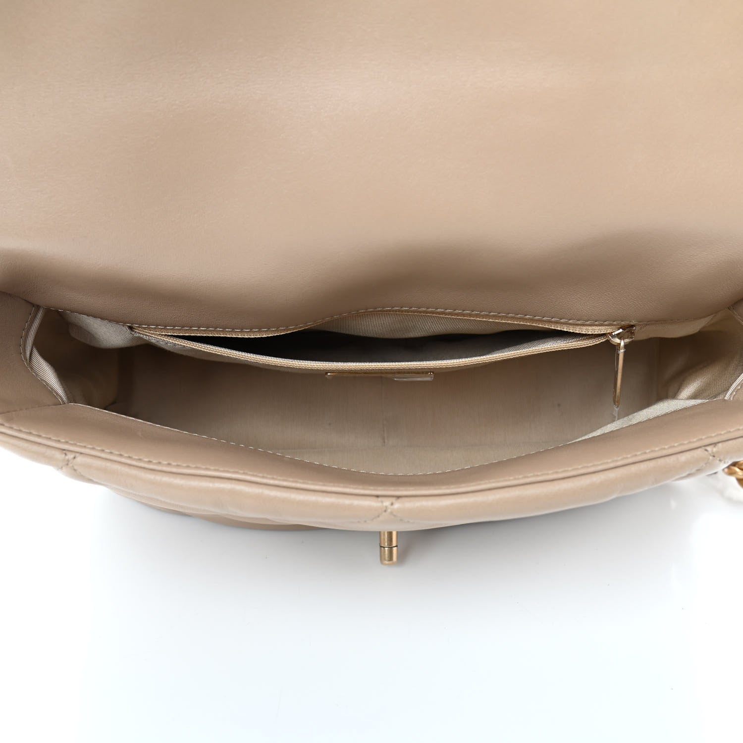 Chanel Lambskin Quilted Large Chanel 19 Flap Dark Beige 4 of 5