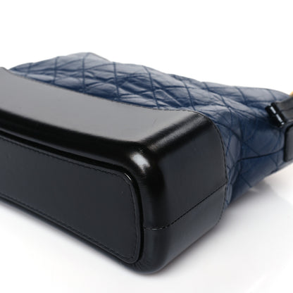 Chanel Aged Calfskin Quilted Medium Gabrielle Hobo Navy Black 9 of 9