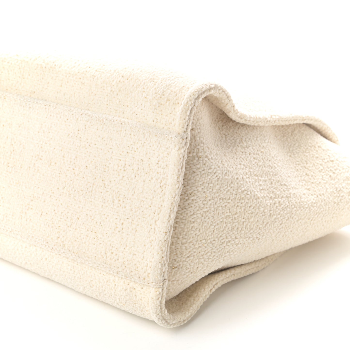 Lurex Boucle Medium Deauville Tote White