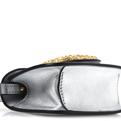 Valentino Garavani Laminated Calfskin Crystal Vlogo Micro Loco Shoulder Bag Silver Crystal 8 of 9