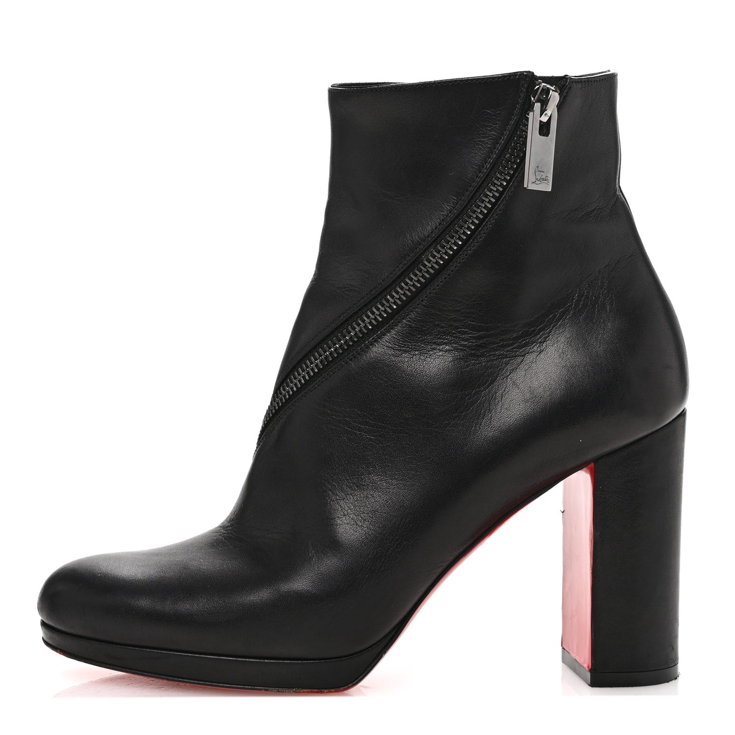 Calfskin Birgitta 100 Zip Around Ankle Boots 38.5 Black