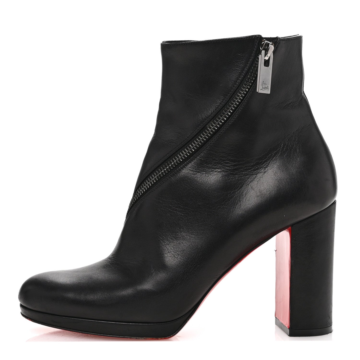 Christian Louboutin Calfskin Birgitta 100 Zip Around Ankle Boots 38.5 Black 1 of 12