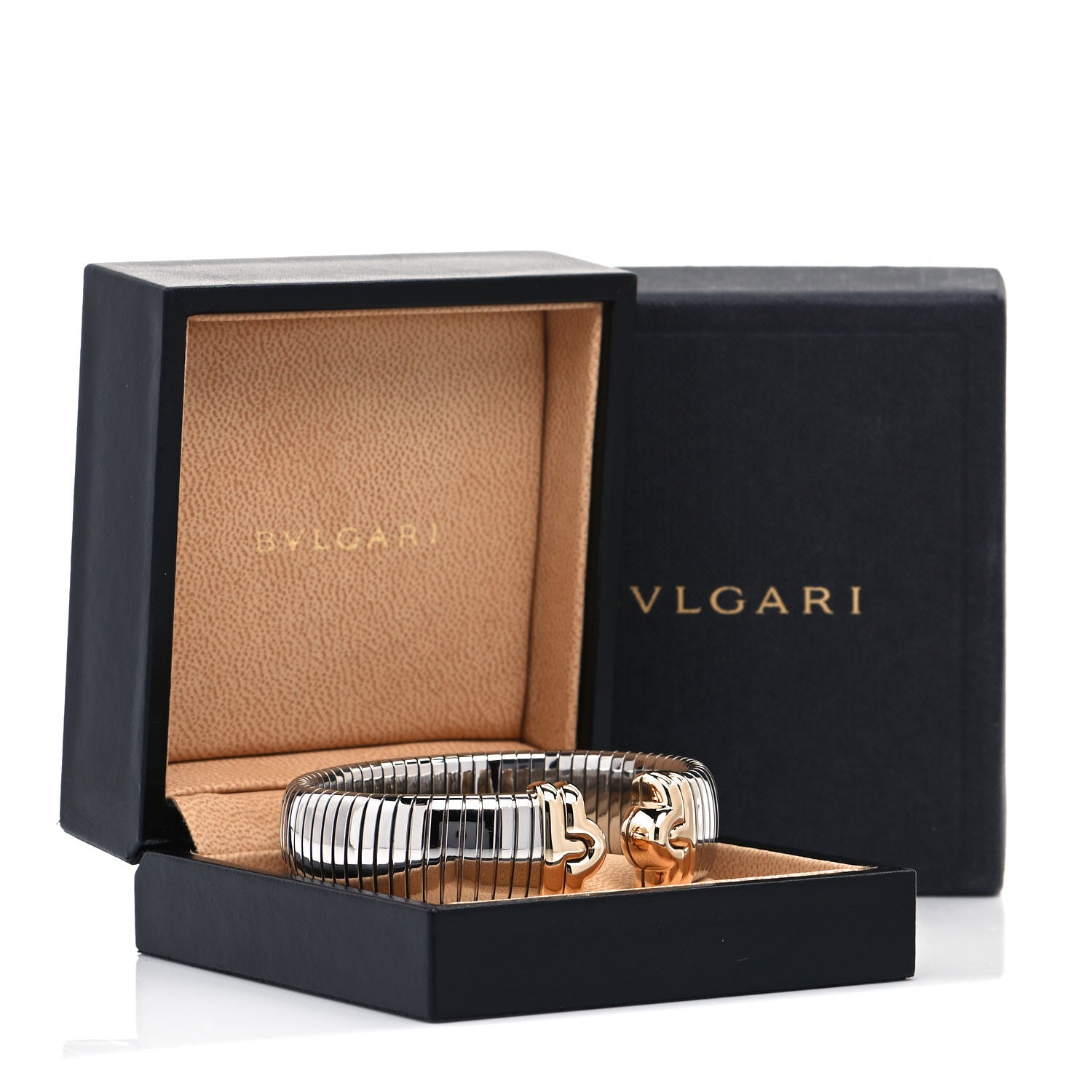 Bulgari Stainless Steel 18K Yellow Gold Wide Tubogas Bracelet 5 of 5