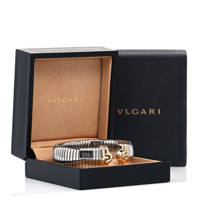 Bulgari Stainless Steel 18K Yellow Gold Wide Tubogas Bracelet 5 of 5