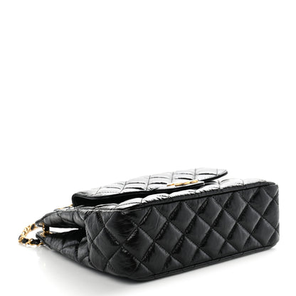 Chanel Shiny Crumpled Calfskin Quilted Wavy CC Hobo Black 4 of 11