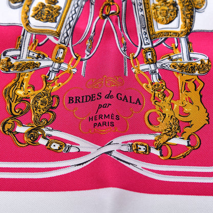 Hermes Silk Brides de Gala Nano Scarf 20 Blanc Rose Fuchsia Or 4 of 5