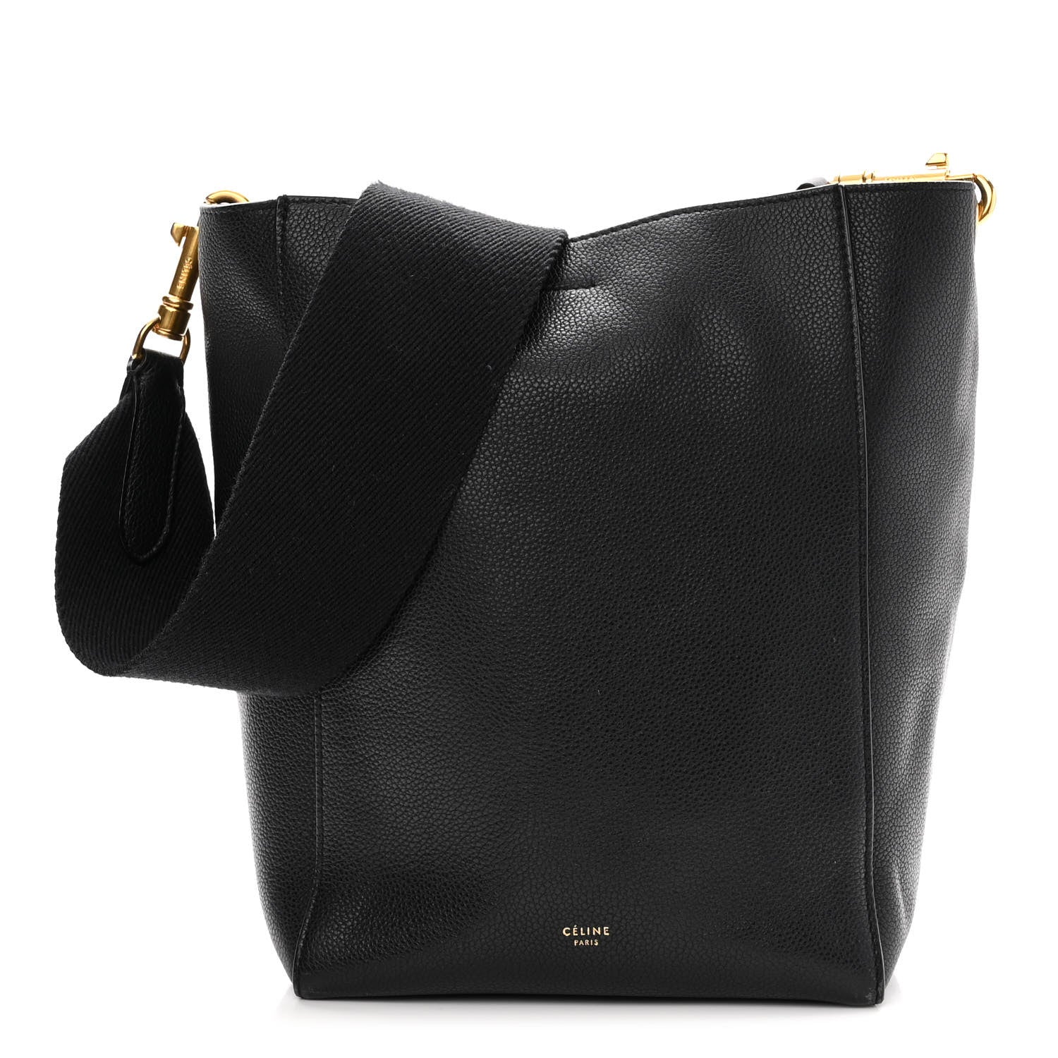 Celine Soft Grained Calfskin Small Sangle Bucket Bag Black 1 of 10