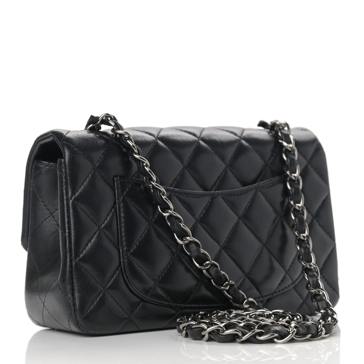Lambskin Quilted Mini Rectangular Flap Black