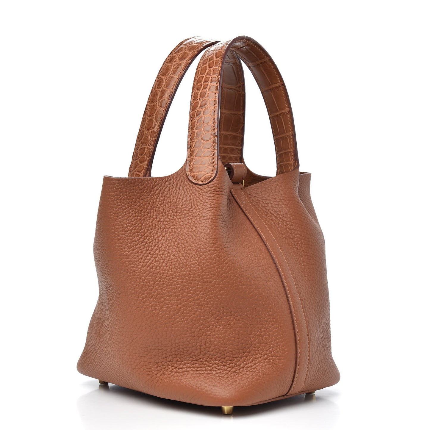 Taurillon Clemence Matte Alligator Picotin Lock Touch 18 PM Gold