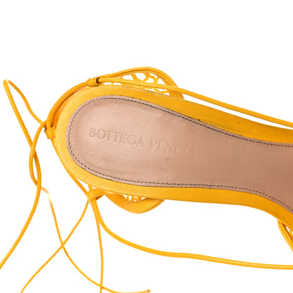 Bottega Veneta Mesh Nappa Stretch Ankle Tie Sandals 41 Egg Yolk 9 of 14