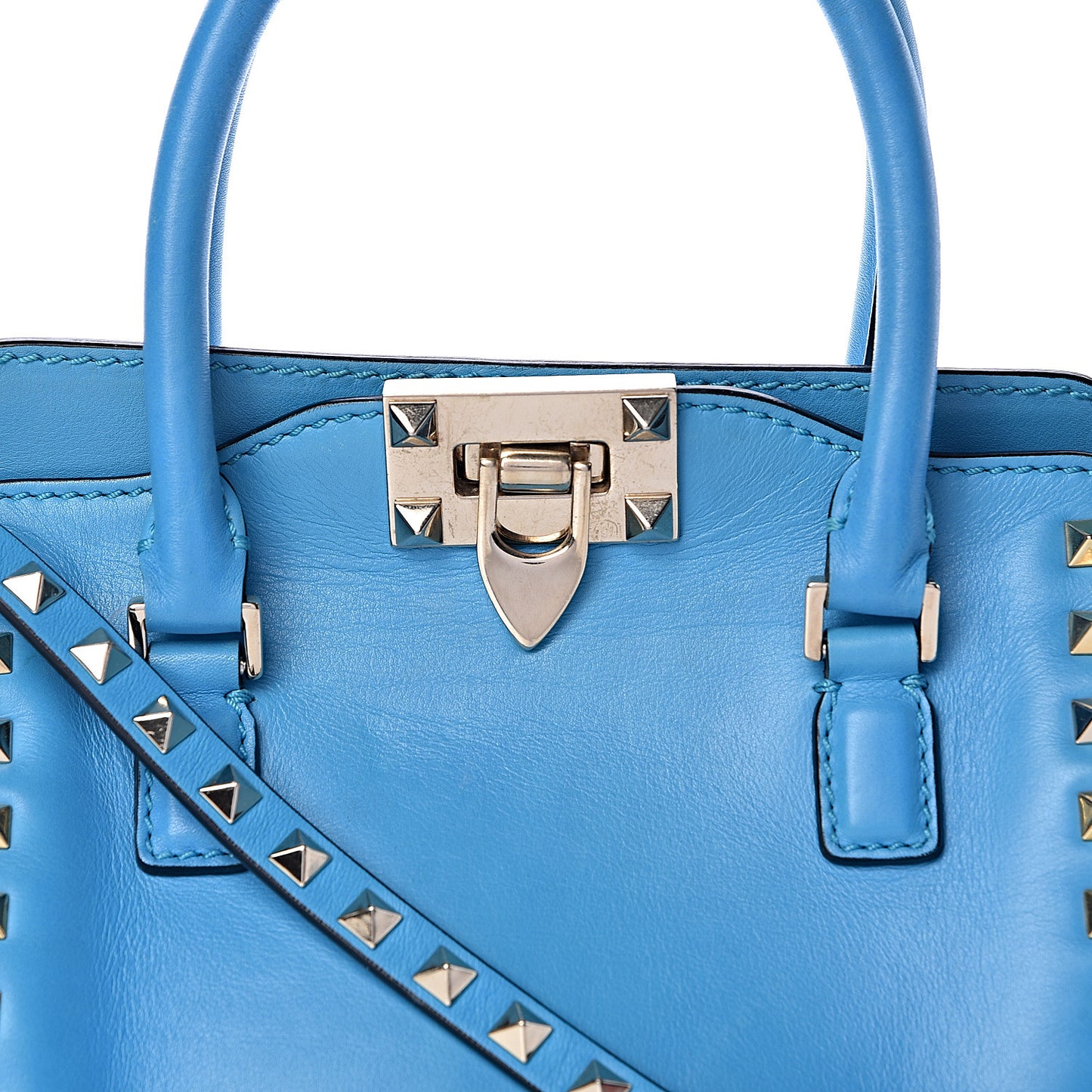 Vitello Mini Rockstud Double Handle Tote Parrot