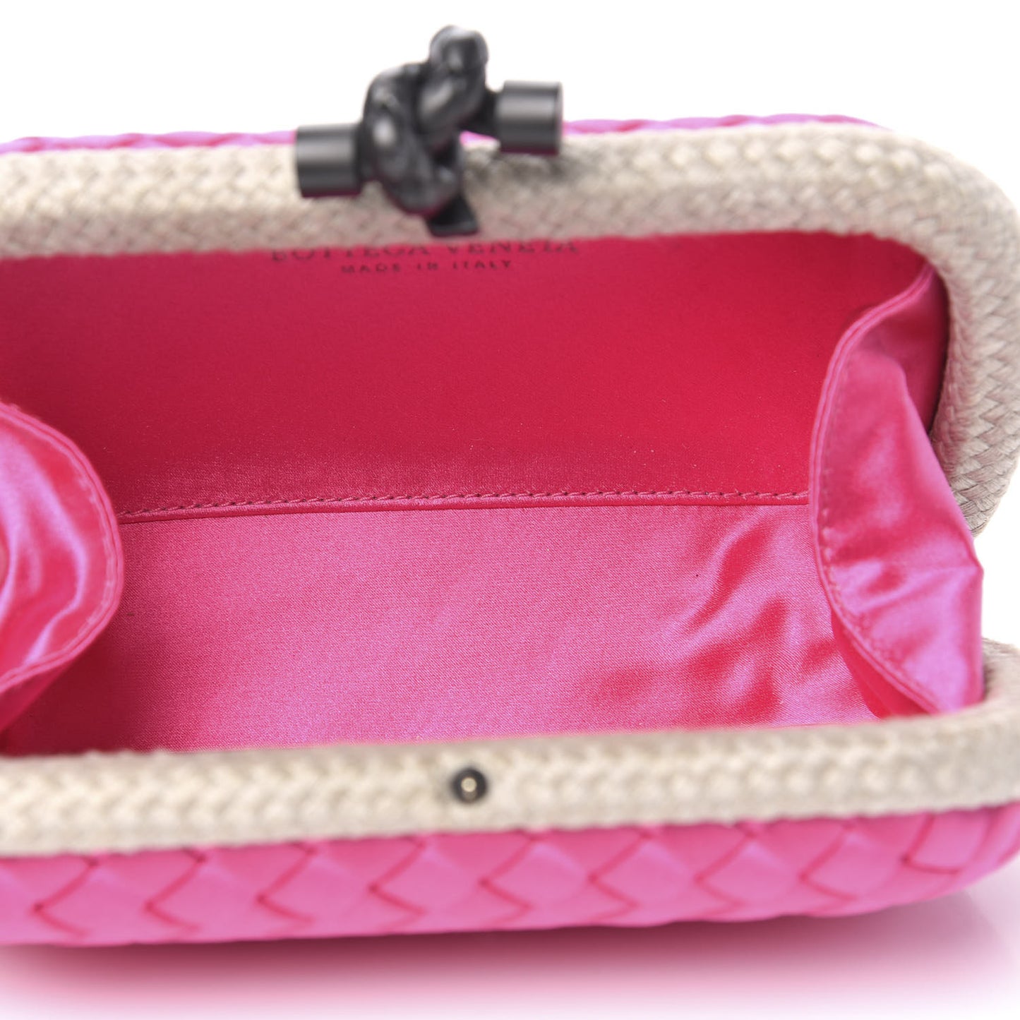 Satin Intreccio Impero Knot Clutch Rosa Shock