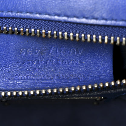 Salvatore Ferragamo Perforated Calfskin Patent Ginny Bow Crossbody Bag Blue 7 of 10