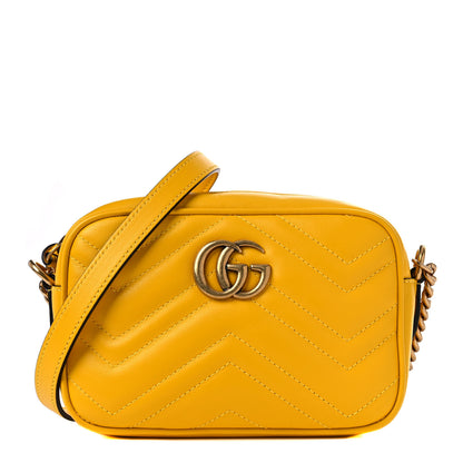 Gucci Calfskin Matelasse Mini GG Marmont Chain Shoulder Bag Stone Topaz 1 of 10