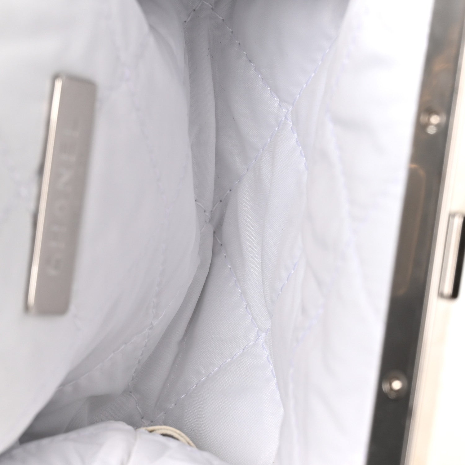 Chanel Shearling Sheepskin Lambskin Quilted Clutch With Chain White 5 of 10