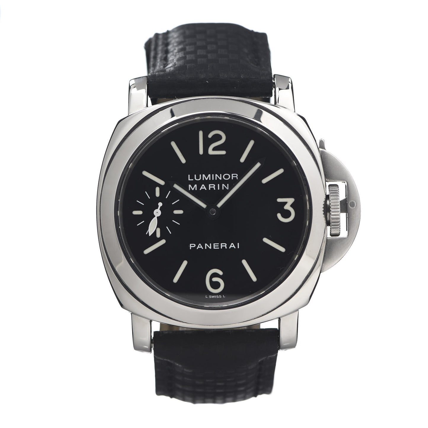 Stainless Steel Alligator 44mm Luminor Marina Manual Winding Watch Black PAM00463