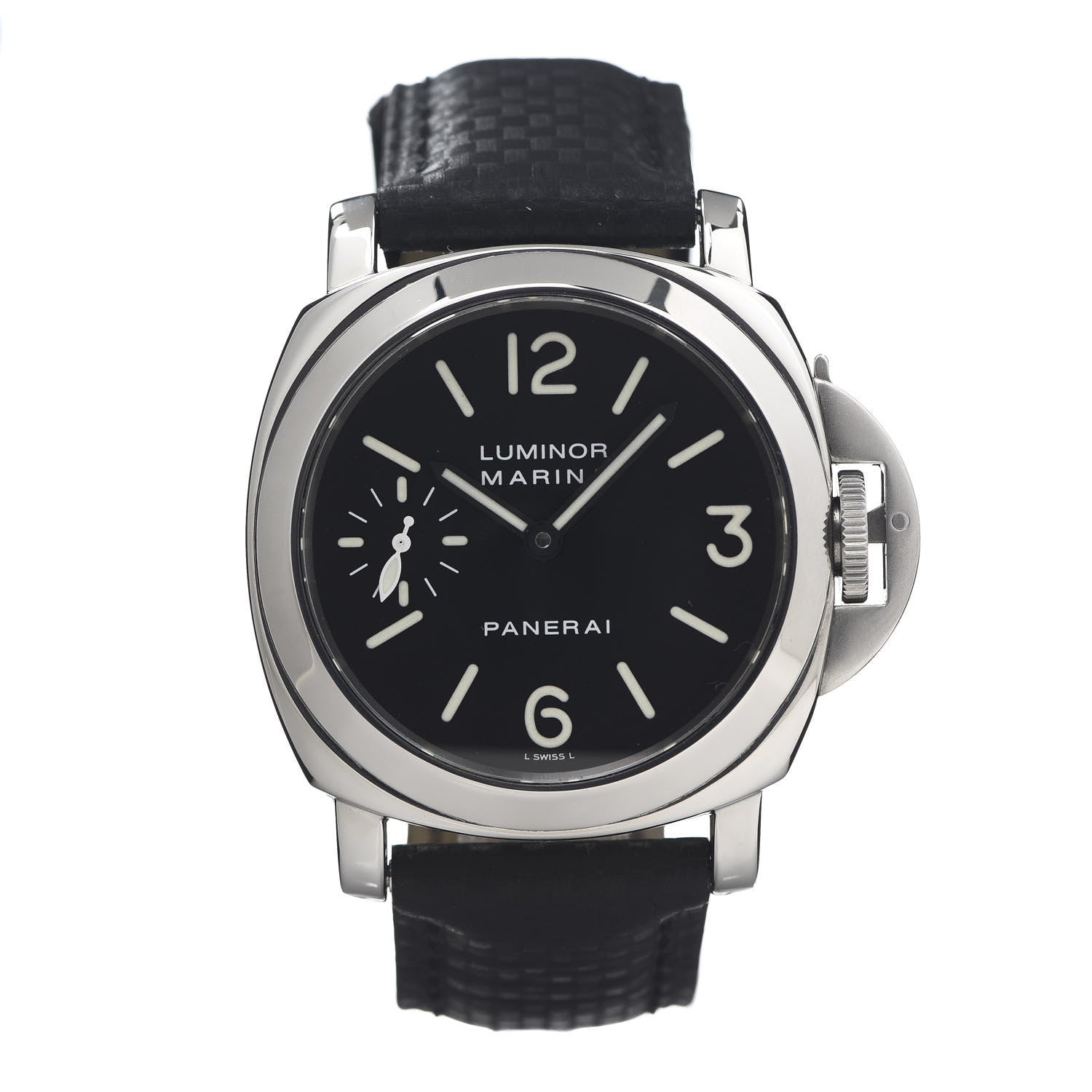 Panerai Stainless Steel Alligator 44mm Luminor Marina Manual Winding Watch Black PAM00463 1 of 5