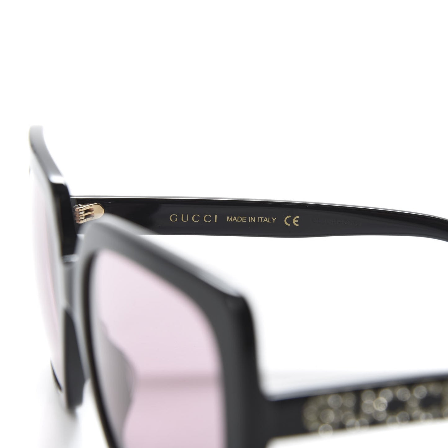 Crystal Square Frame GG Sunglasses GG0418S Black Pink