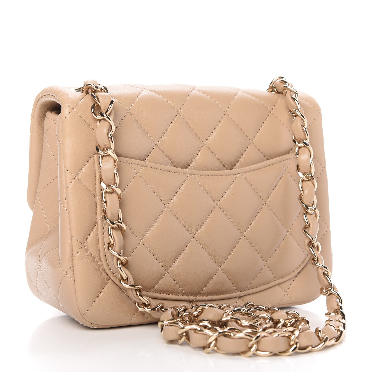Chanel Lambskin Quilted Mini Square Flap Dark Beige 3 of 11