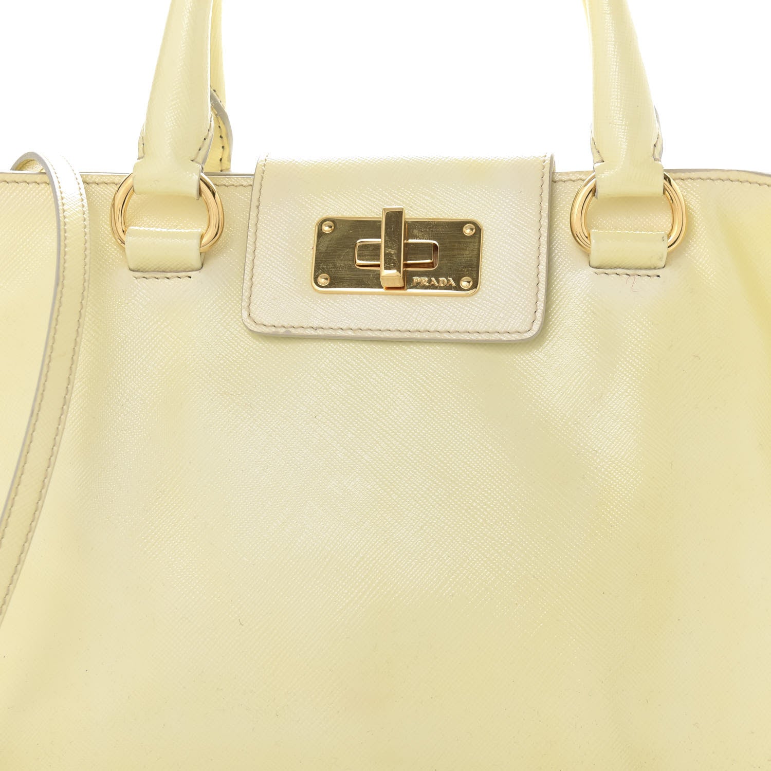 Prada Saffiano Vernice Turn Lock Shopping Tote White 10 of 13
