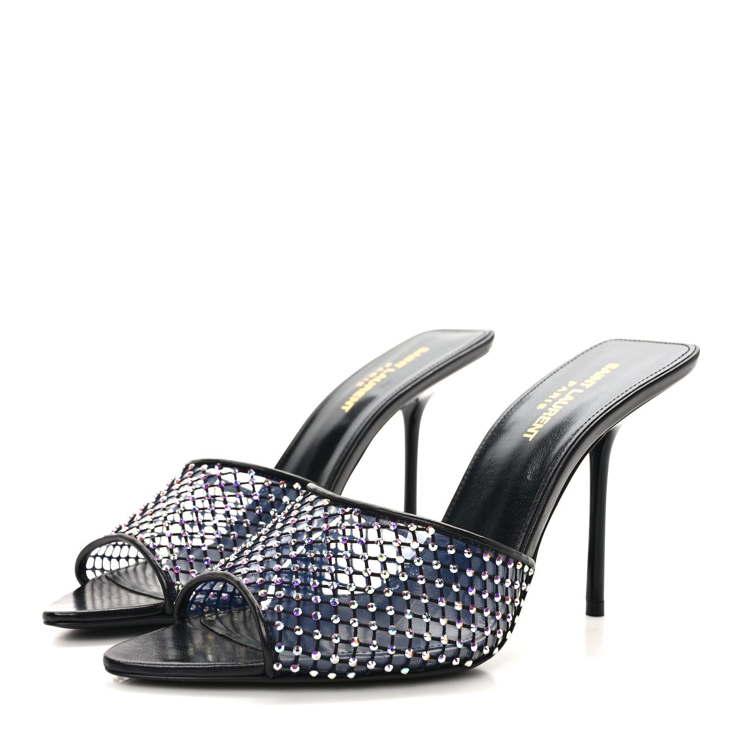 Saint Laurent Mesh Strass Giqua 95 Mule Sandals 39.5 Black 3 of 8