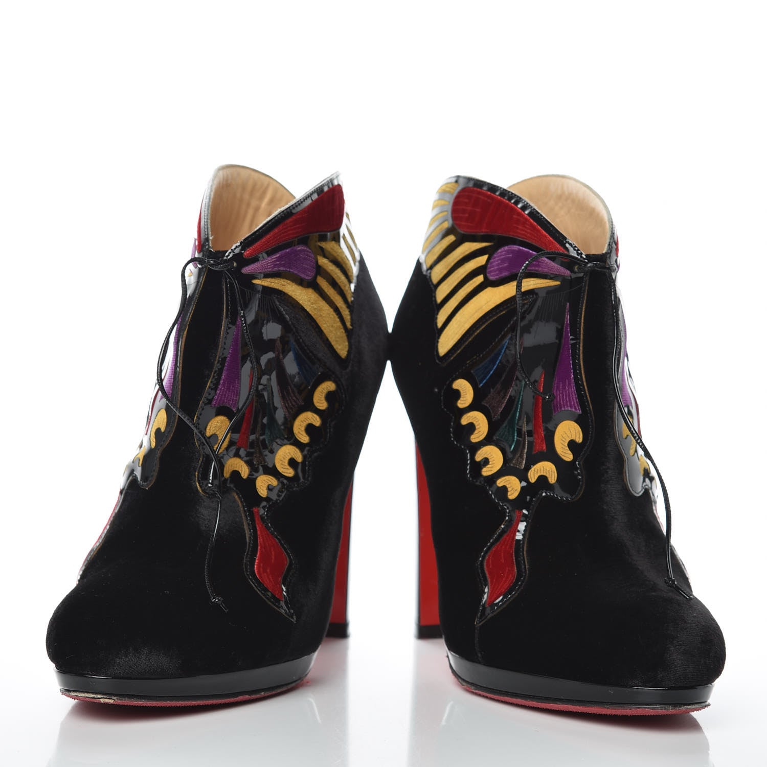 Christian Louboutin Velvet Mariposa Ankle Boots 37 Black 6 of 17