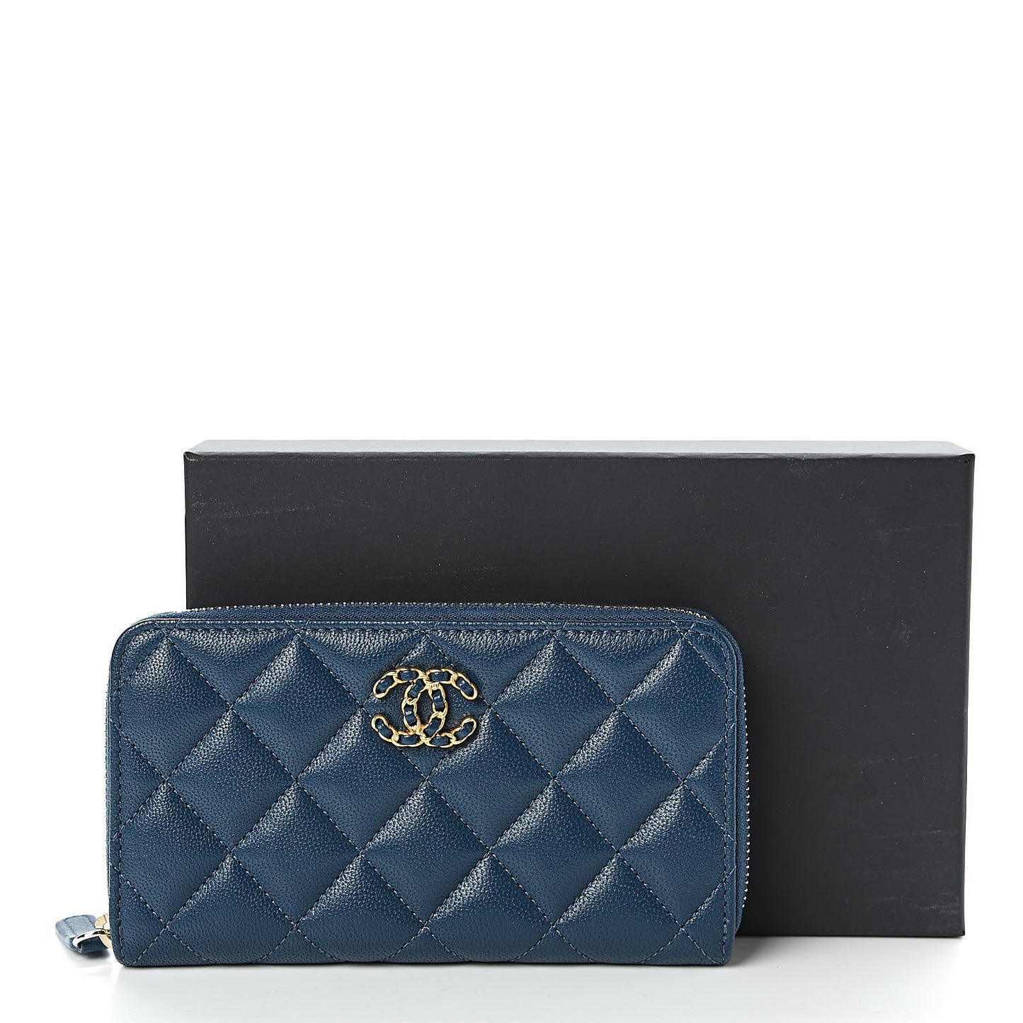 Lambskin Quilted 19 Small Zip Around Wallet Blue