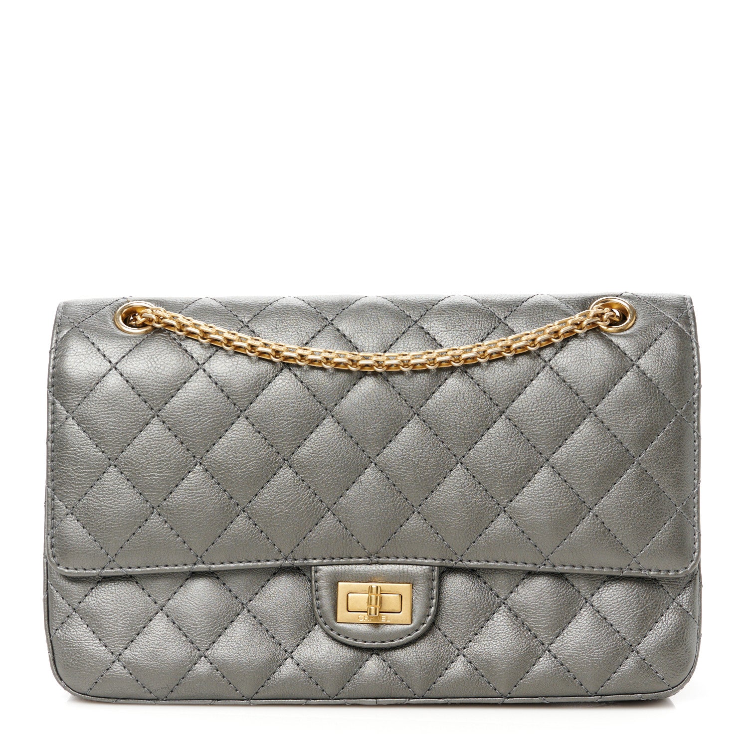 Chanel Metallic Calfskin Quilted 2.55 Reissue 226 Flap Charcoal 1 of 12