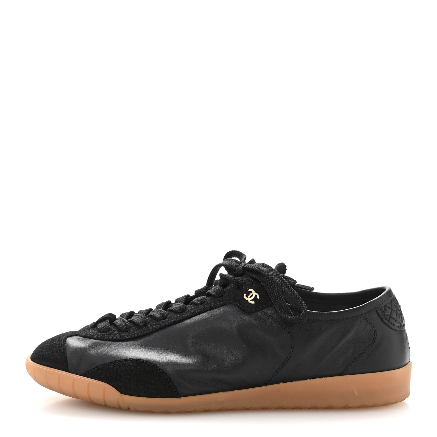 Chanel Calfskin Suede Sneakers 37.5 Black 1 of 10