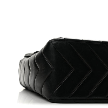 Chanel Lambskin Chevron Quilted Flap Shoulder Bag Black 10 of 14