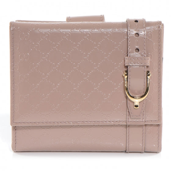 Patent Microguccissima Nice French Flap Wallet Dark Cipria