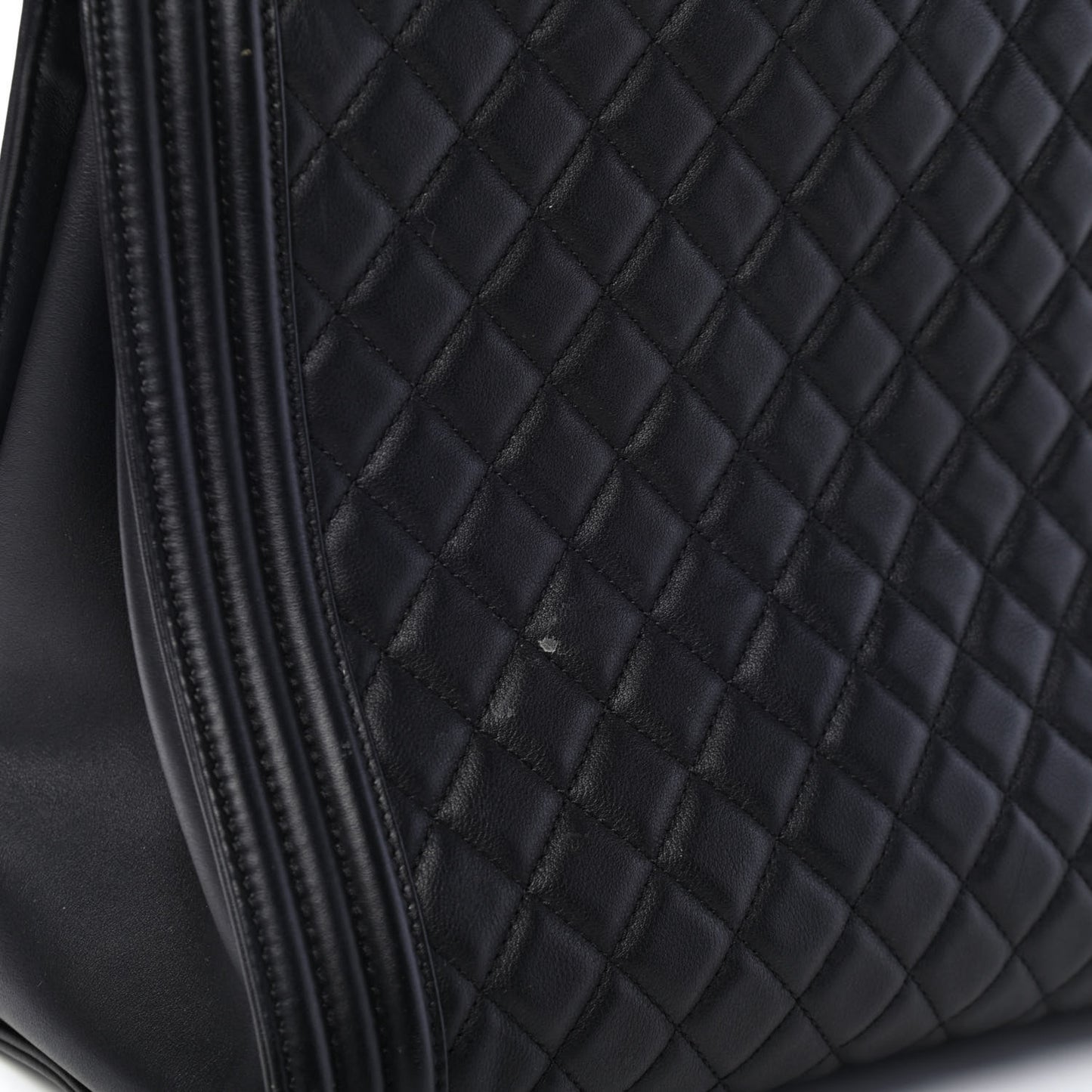 Calfskin Quilted Boy Shopping Tote Black