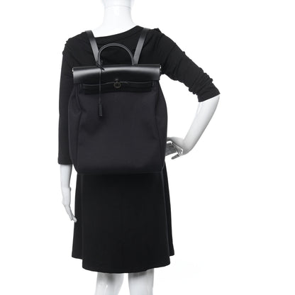 Hermes Military Toile Vache Hunter Herbag a Dos Zip Retourne Backpack Black 2 of 12