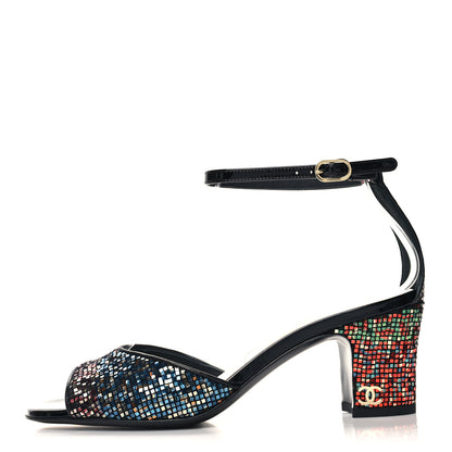 Chanel Glitter Ankle Strap Sandals 37 Multicolor 1 of 9