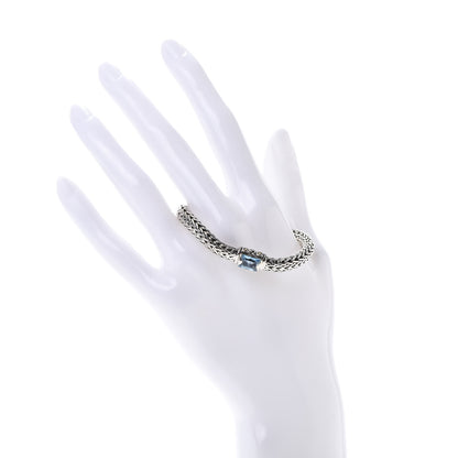 John Hardy Sterling Silver 18K Yellow Gold Blue Topaz 6.5mm Classic Chain Bracelet 2 of 5