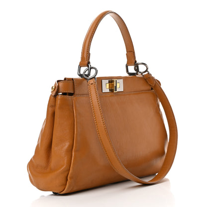 Fendi Goatskin Medium Peekaboo Iconic Satchel Camel 3 of 20