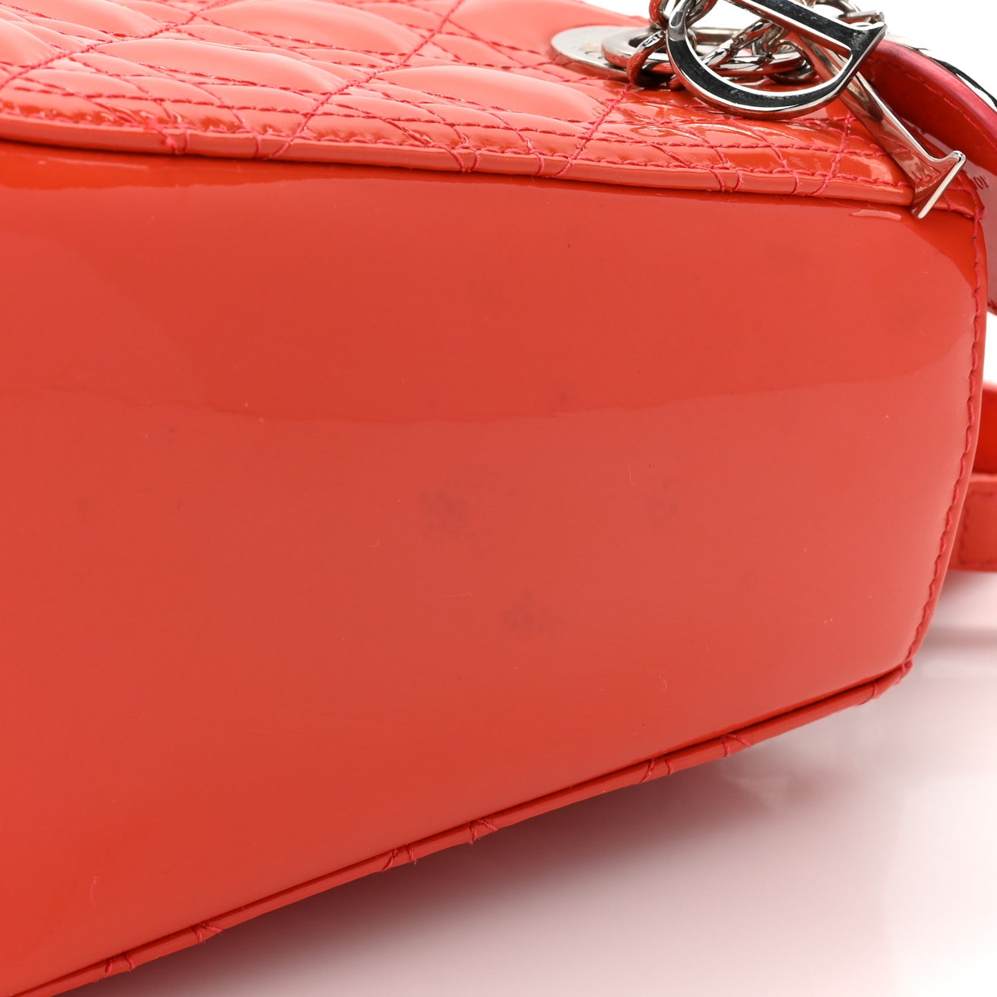 Patent Cannage Medium Lady Dior Orange
