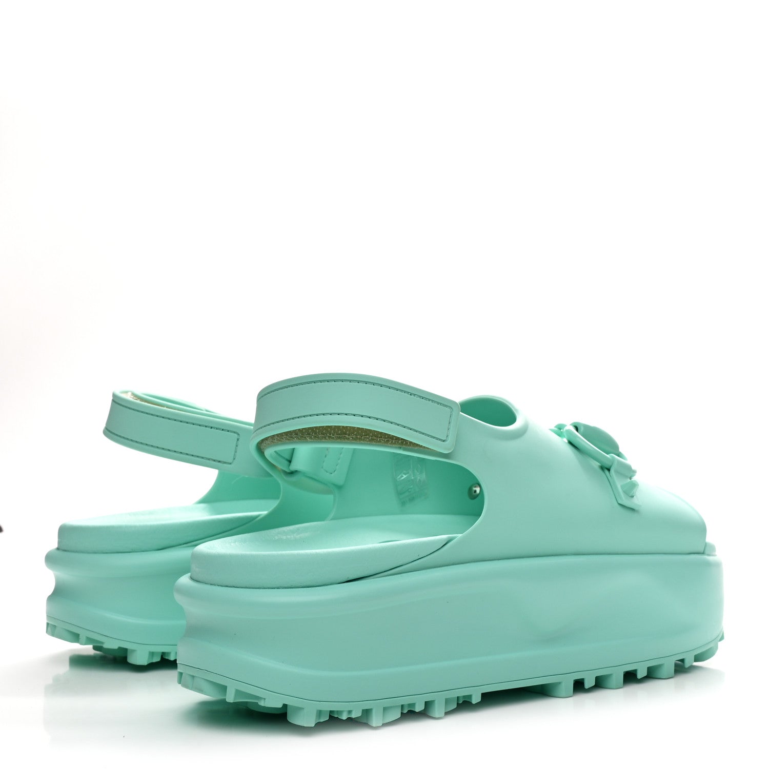 Gucci Soft Rubber Horsebit Womens Slingback Sandals 39 Teal Cyan 5 of 9