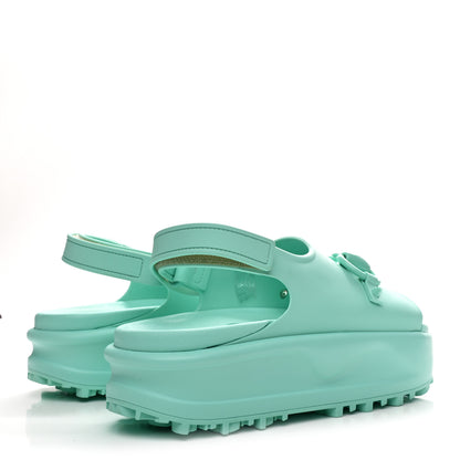 Gucci Soft Rubber Horsebit Womens Slingback Sandals 39 Teal Cyan 5 of 9